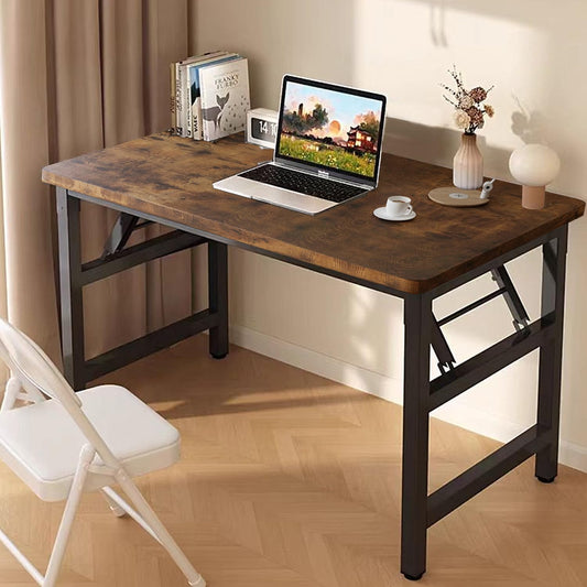 Skiennix 39.4 Inch Folding Table - Rustic Brown Square Desk for Small Spaces | No Assembly Required