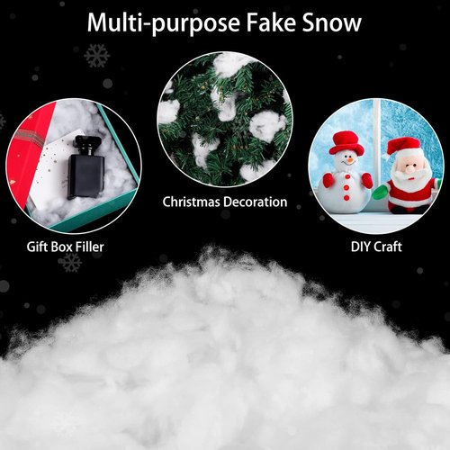 ANVAVO Christmas Fake Snow | Soft Fluffy Cotton Decor for Indoor & Outdoor Displays - 36 Ounces