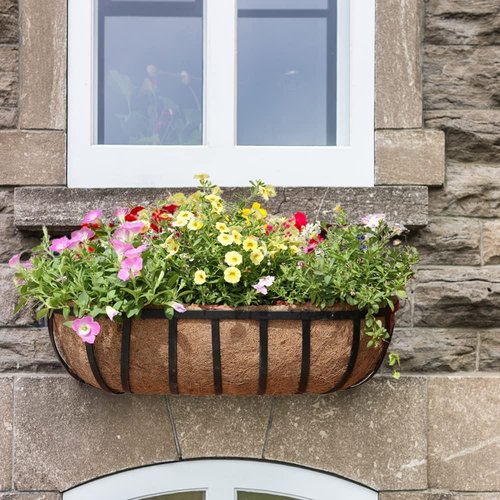 EROCK Coco Liner Replacement - 2 Pack Half Moon Planter Liners for 24/30/36/48 Inch Window Boxes | Ideal for Hanging Gardens and Flower Baskets