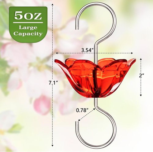 BOLITE Ant Moat - 5 Oz Hummingbird Feeder Ant Guard | Large Capacity Red Flower Shape - 2 Pack