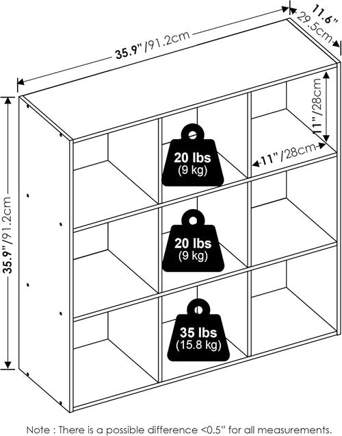 Furinno PELLI 9-Cube Closet Organizer - Versatile Open Shelf Storage for Bedroom & Living Room - White