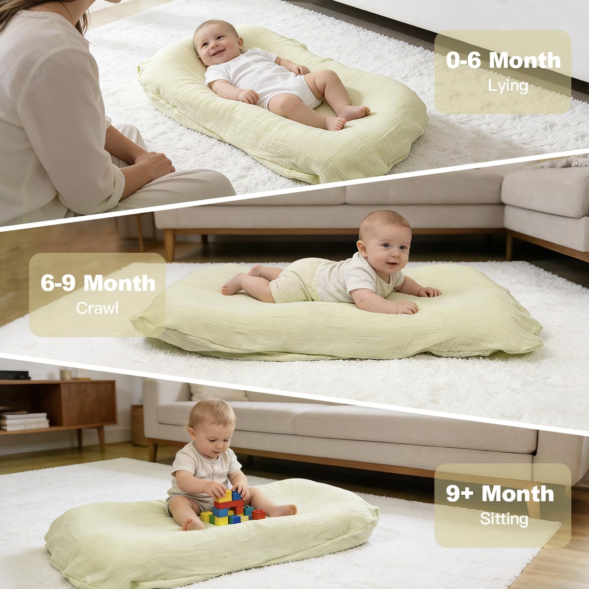 Kelly Infant Support Cushion - Portable Tummy Time Mat for Newborns 0-24 Months | Soft Cotton Design