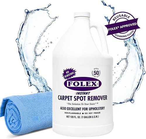 Folex Instant Carpet Spot Remover 128 oz - Powerful Stain Eliminator for Carpets & Upholstery - Includes Reusable Cleaning Cloth