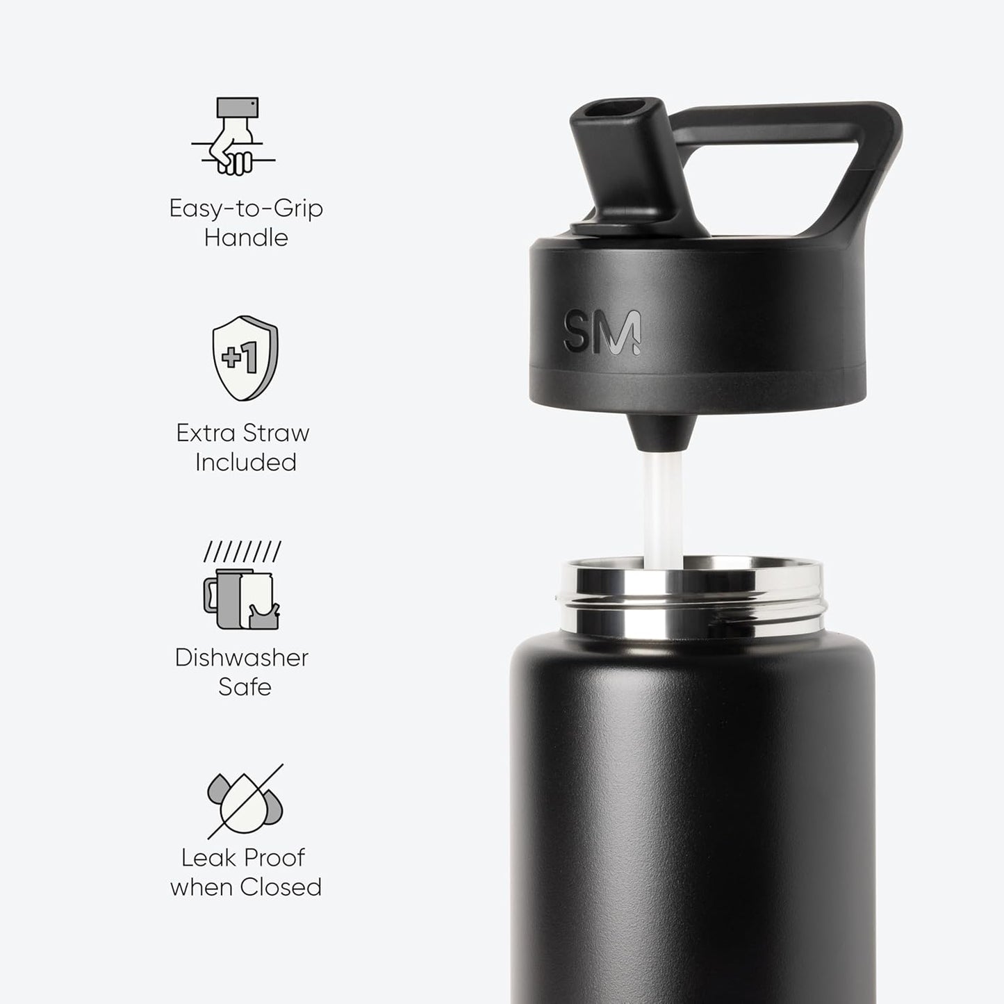 Simple Modern Kids Summit Water Bottle - Batman 18oz Insulated Stainless Steel Cup with Straw Lid