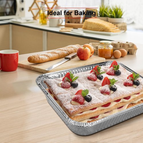 GrillChef Aluminum Foil Pans, Disposable 9x13 Baking Pans, 30 Pack Tin Foil Holders Half Size for Cake, Steam Table, Cooking, Heating, Storing, Aluminum Trays Heavy Duty