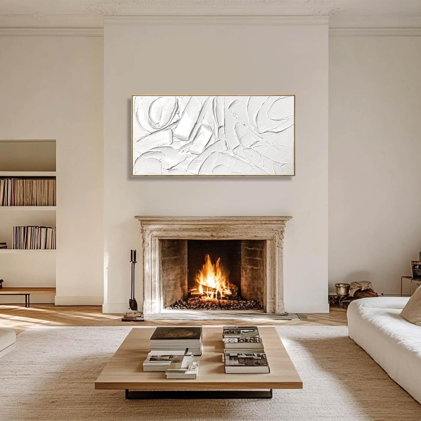 Skiennix Abstract Oil Painting - Framed Canvas Art for Maximalist Decor | 24"x48" Modern Wall Art