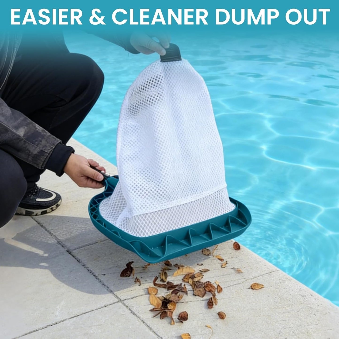 POOLWHALE Pool Skimmer Net - Extra Wide Leaf Rake with Fine Mesh for Efficient Pool Cleaning