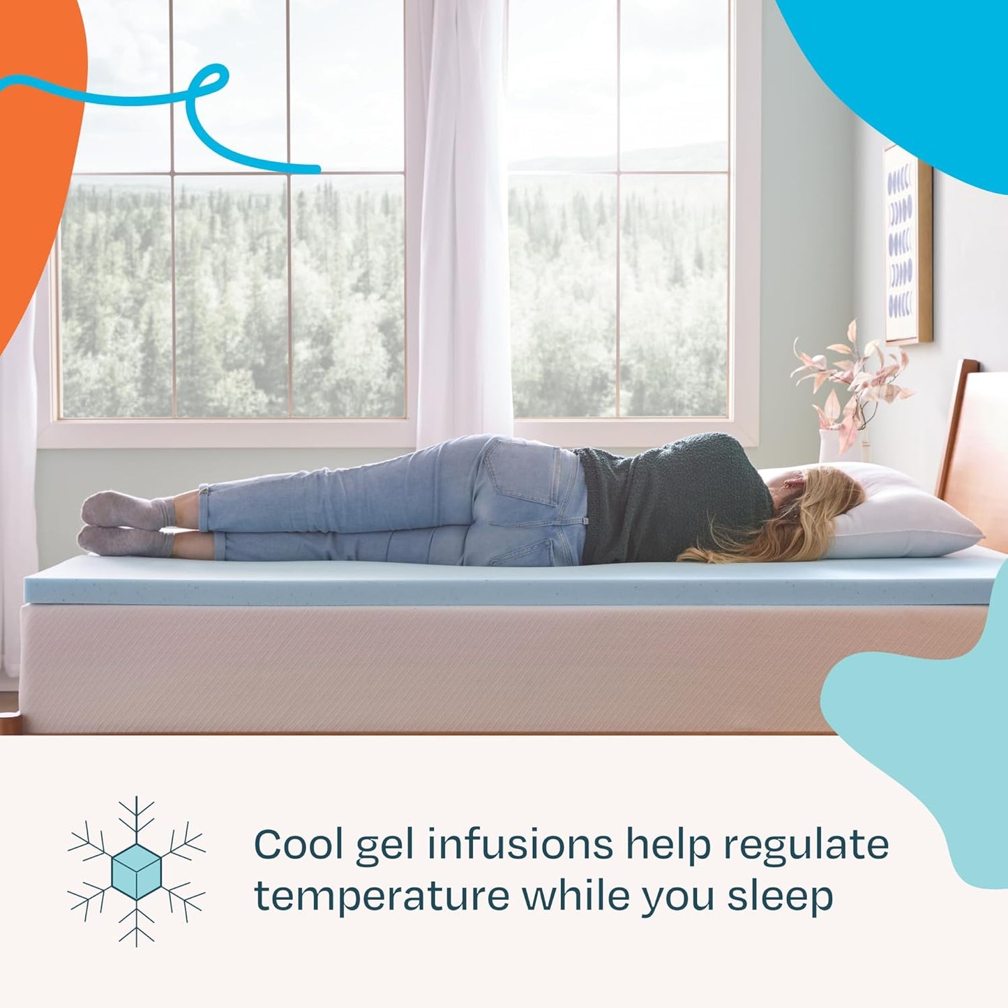 Linenspa Memory Foam Mattress Topper - 2 Inch Gel-Infused Plush Feel | California King Size - Cooling & Pressure Relieving