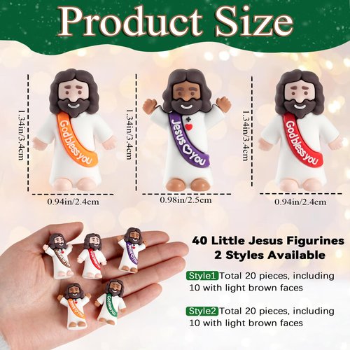 AMZFAVOR 40pcs Little Jesus Figures, Multicolor Mini Figurines in Bulk, Tiny Baby Jesus Rubber Toys to Hide and Seek for Valentine's Day Gifts, Easter Egg Hunts, Sunday School Supplies, Kids & Adults