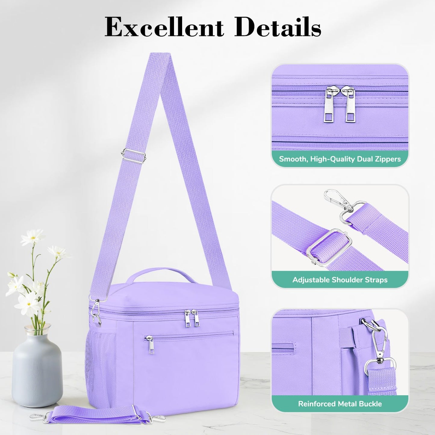 DALINDA Insulated Lunch Bag Lunch Box for Women Men,Leak-Proof Cooler Bag Lunchbox Lightweight for Work Picnic,Beach,Camping,Travel