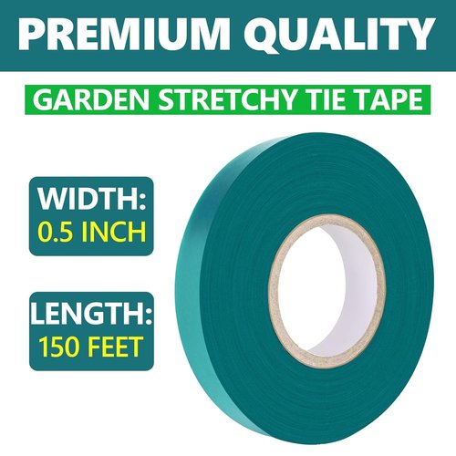 Easytle Stretch Tie Tape Roll - 1/2" x 150ft Garden Tie Tape for Sturdy Plant Support | Green Vinyl Gardening Tool