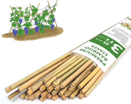 GAGINANG Bamboo Garden Stakes - 3FT Sturdy Natural Trellis Support for Tomatoes & Climbing Plants | 25 Pcs