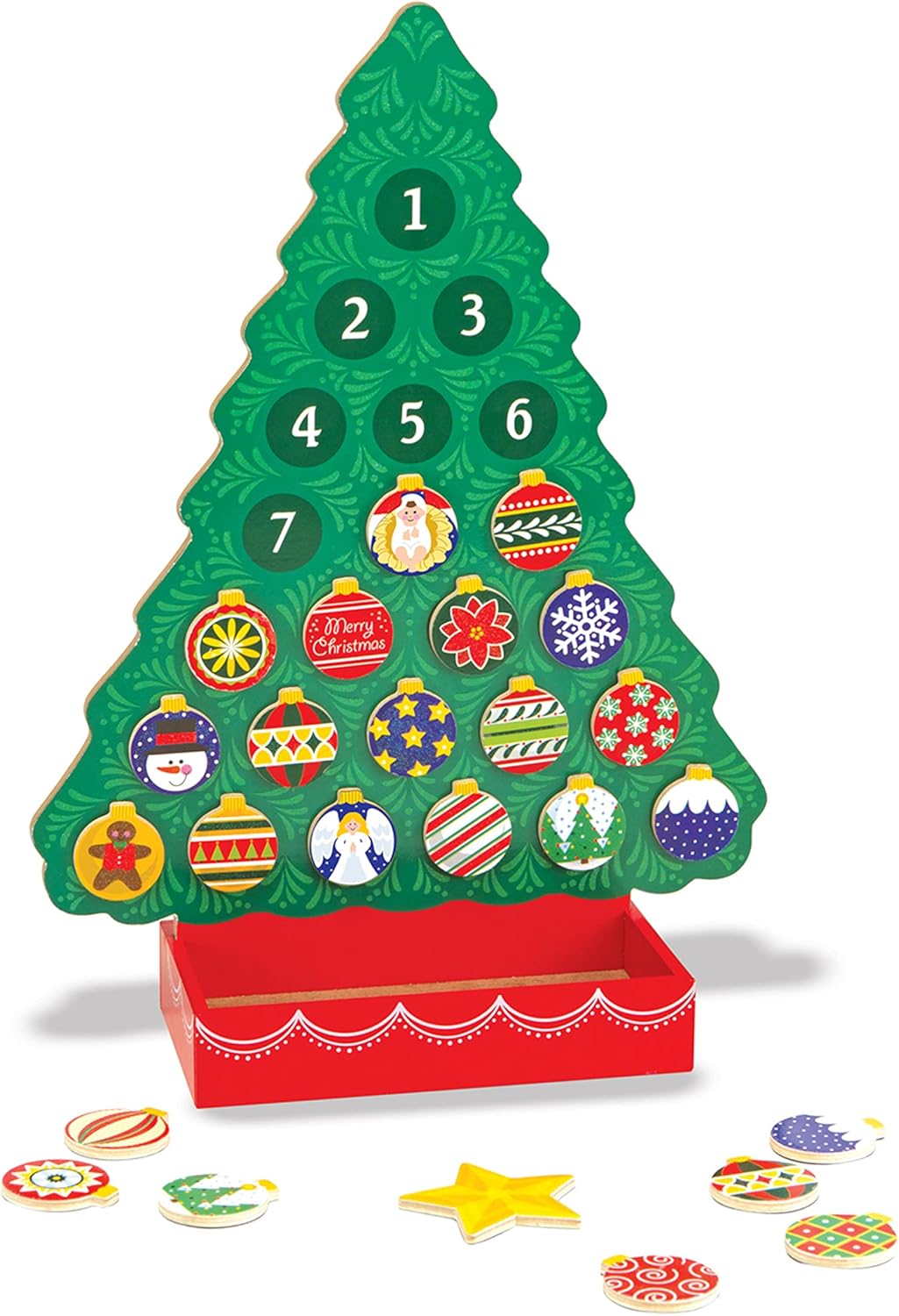 Melissa & Doug Wooden Advent Calendar - Magnetic Christmas Tree with 25 Fun Magnets