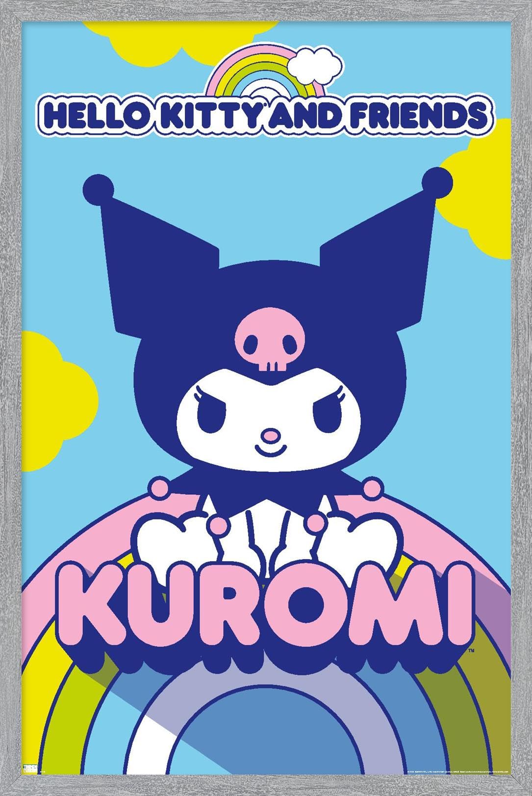Hello Kitty and Friends: 22 Over The Rainbow - Kuromi Wall Poster, 22.4L" x 14.7W", Gray Framed Version