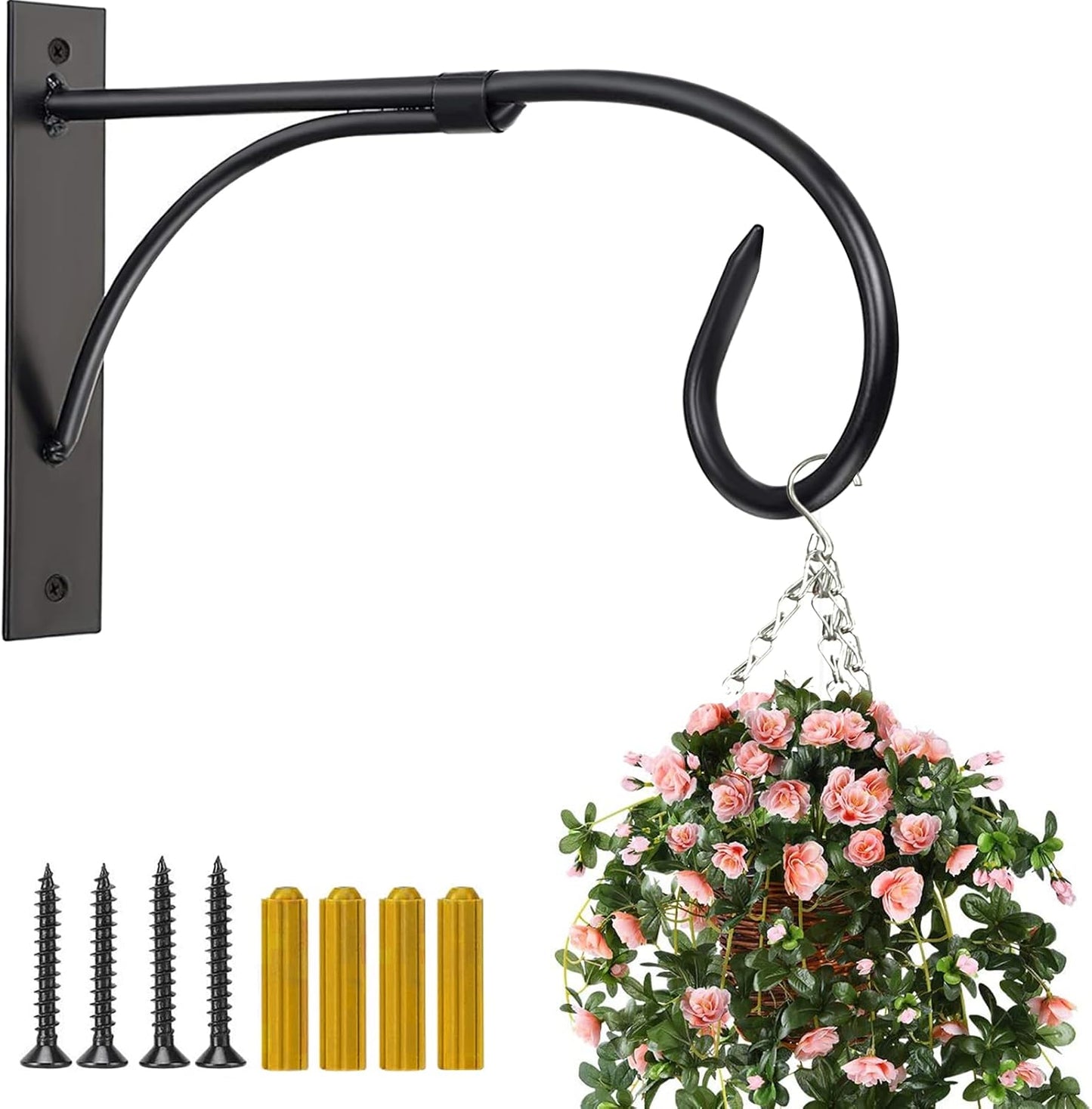 Skiennix 11-Inch Wall Mount Plant Hook - Rust-Resistant Iron Hanger for Indoor & Outdoor Use