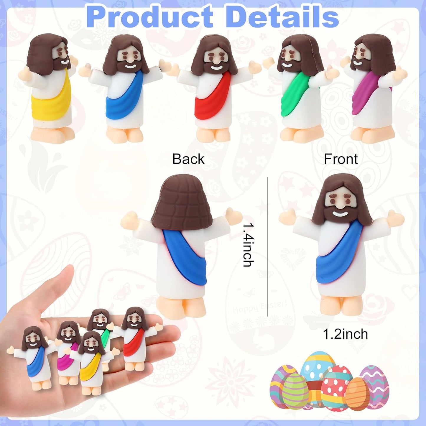 Mini Jesus Figurines by [Brand Name] - 25 Multi-Color Religious Figures for Sunday School & Easter Gifts