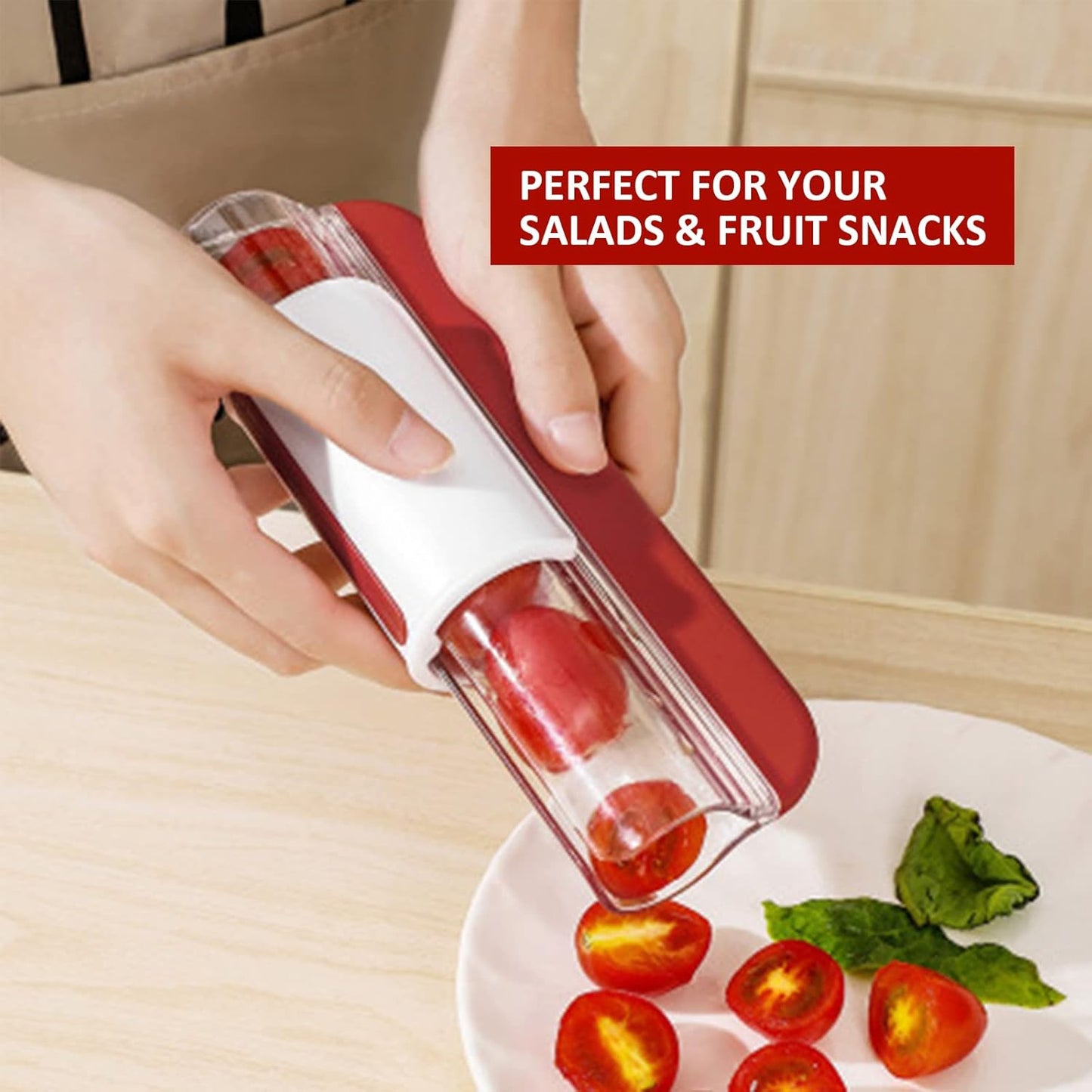 Tomato Slicer - Multi-Function Grape Cutter & Small Fruit Slicer | Green Kitchen Accessory