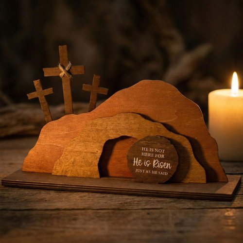 He Is Risen Easter Decorations, Wooden Empty Tomb Resurrection Scene, Christian Easter Decor, He Is Risen Wooden Easter Decor, Easters gifts for Women