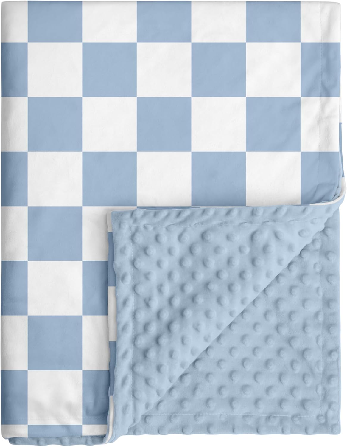 Skiennix Checkered Baby Blanket - Cozy Minky Nursery Blanket for Newborns & Toddlers | 30x40 Inches, Blue