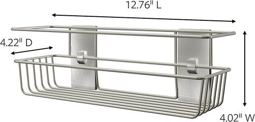 Command | Heavy Duty Shower Caddy - Satin Nickel Finish with 1 Prep Wipe & 4 Water-Resistant Strips