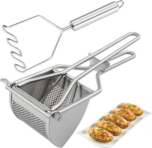 Heavy Duty Stainless Steel Potato Ricer Set by [Brand Name] - Professional Masher for Smooth Mashed Potatoes & Baby Food