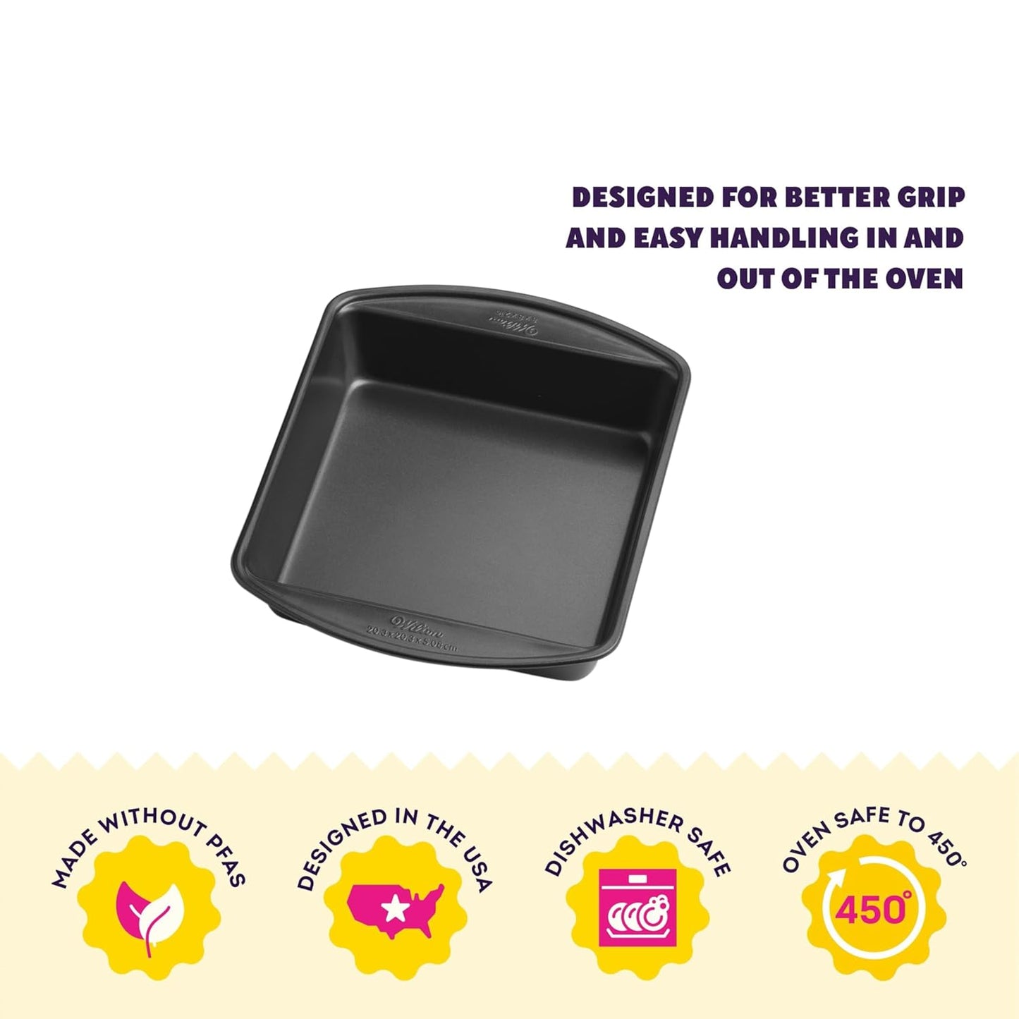 Wilton Gold Non-Stick 8 x 8 Inch Square Brownie Pan - Durable Cold-Rolled Steel Bakeware