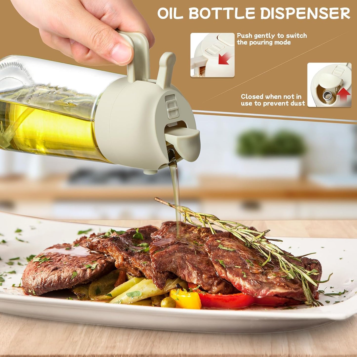 Skiennix Oil Sprayer - 2-in-1 Glass Dispenser for Cooking | 16oz Olive Oil Mist Bottle (White)