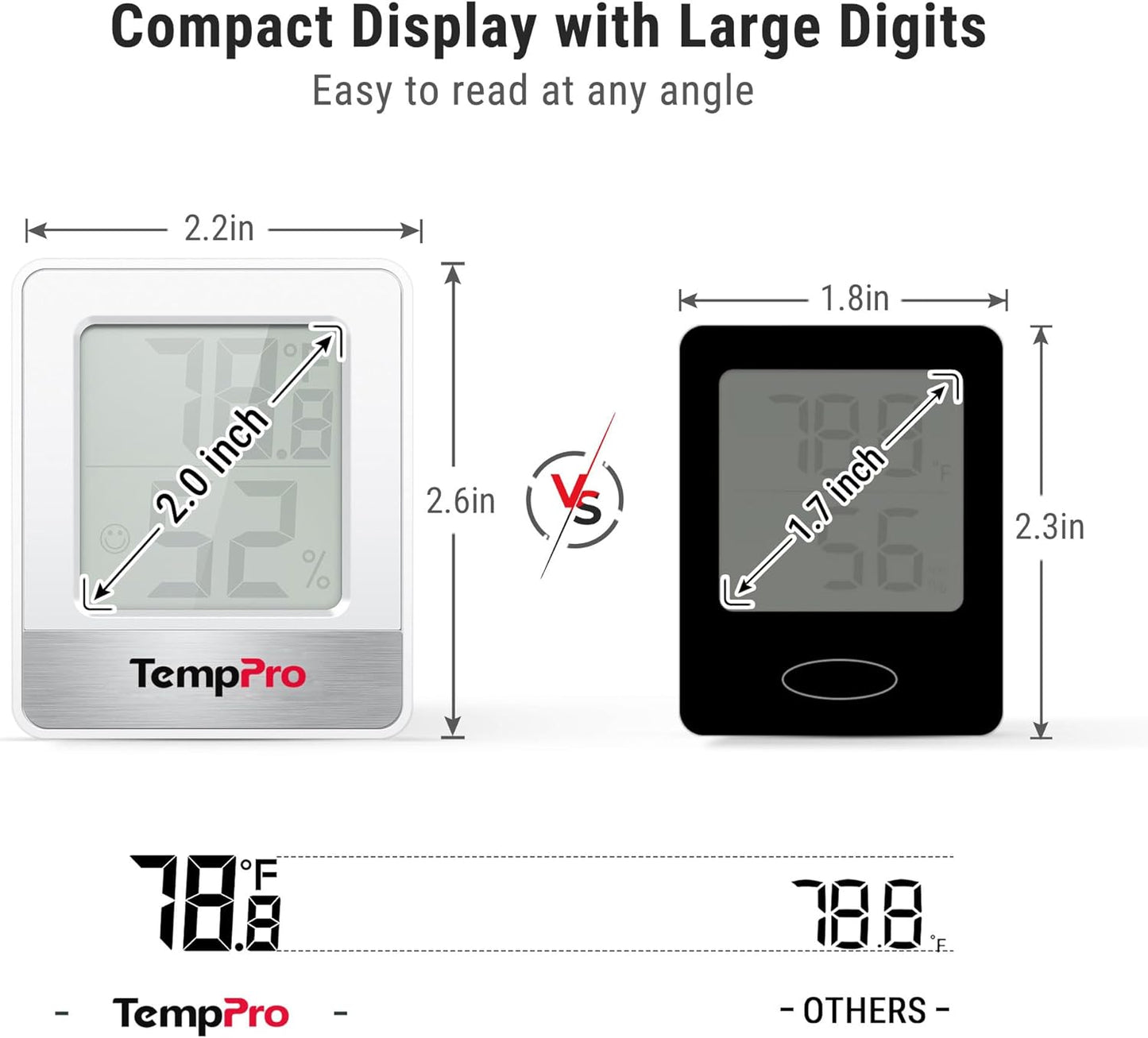 TempPro TP49 Digital Hygrometer - Indoor Thermometer & Humidity Monitor | Compact Design for Home Use