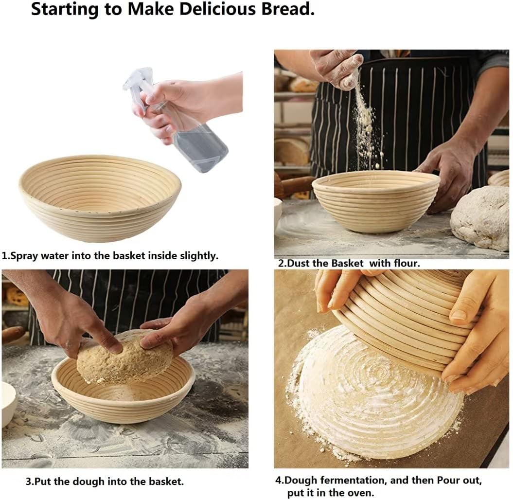 Skiennix 5-Inch Round Banneton Basket - Ideal for Bread Proofing & Sourdough Baking | 6 Pack
