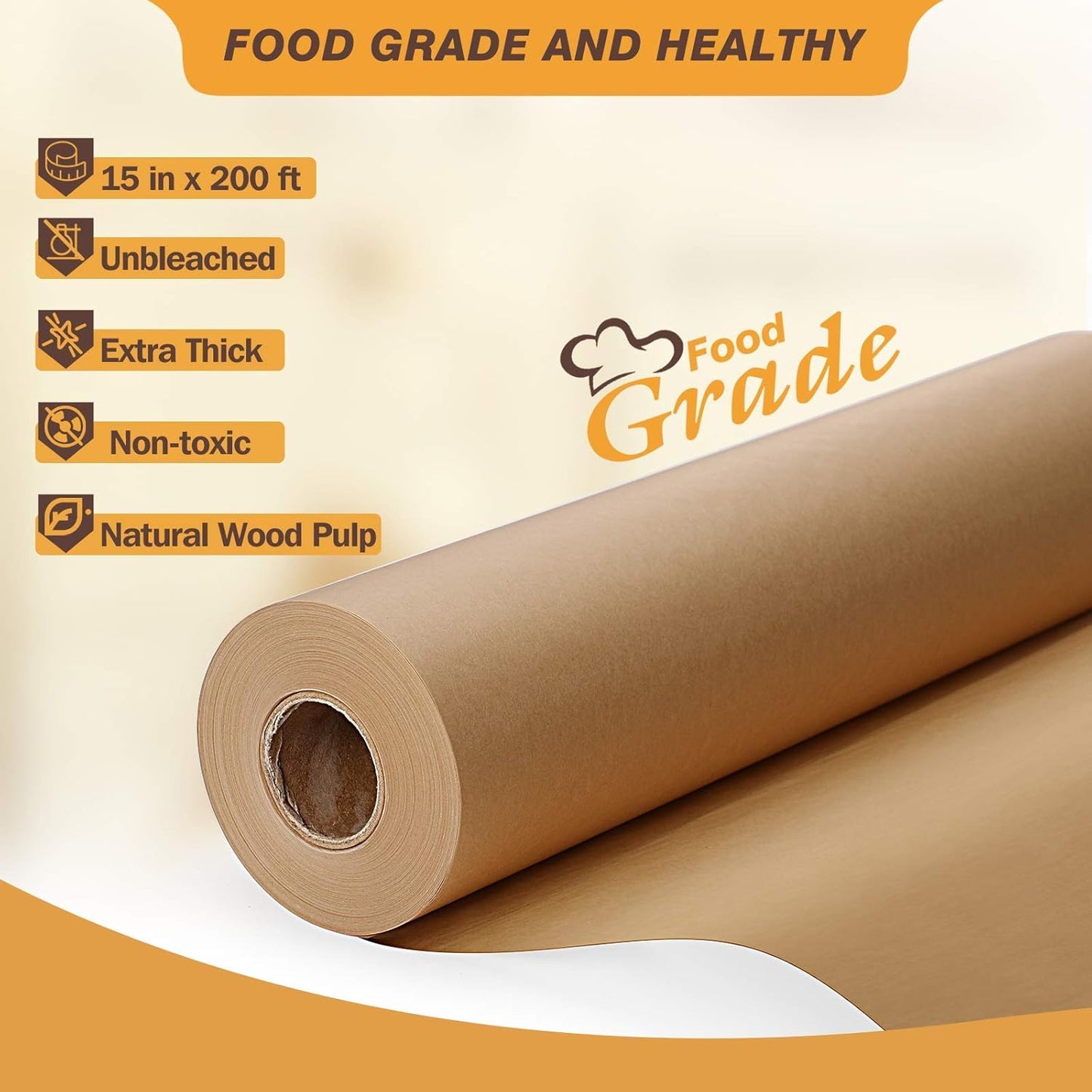 Unbleached Parchment Baking Paper Roll by [Brand Name] - 15 x 200 Ft | Ideal for Baking, Cooking & Grilling