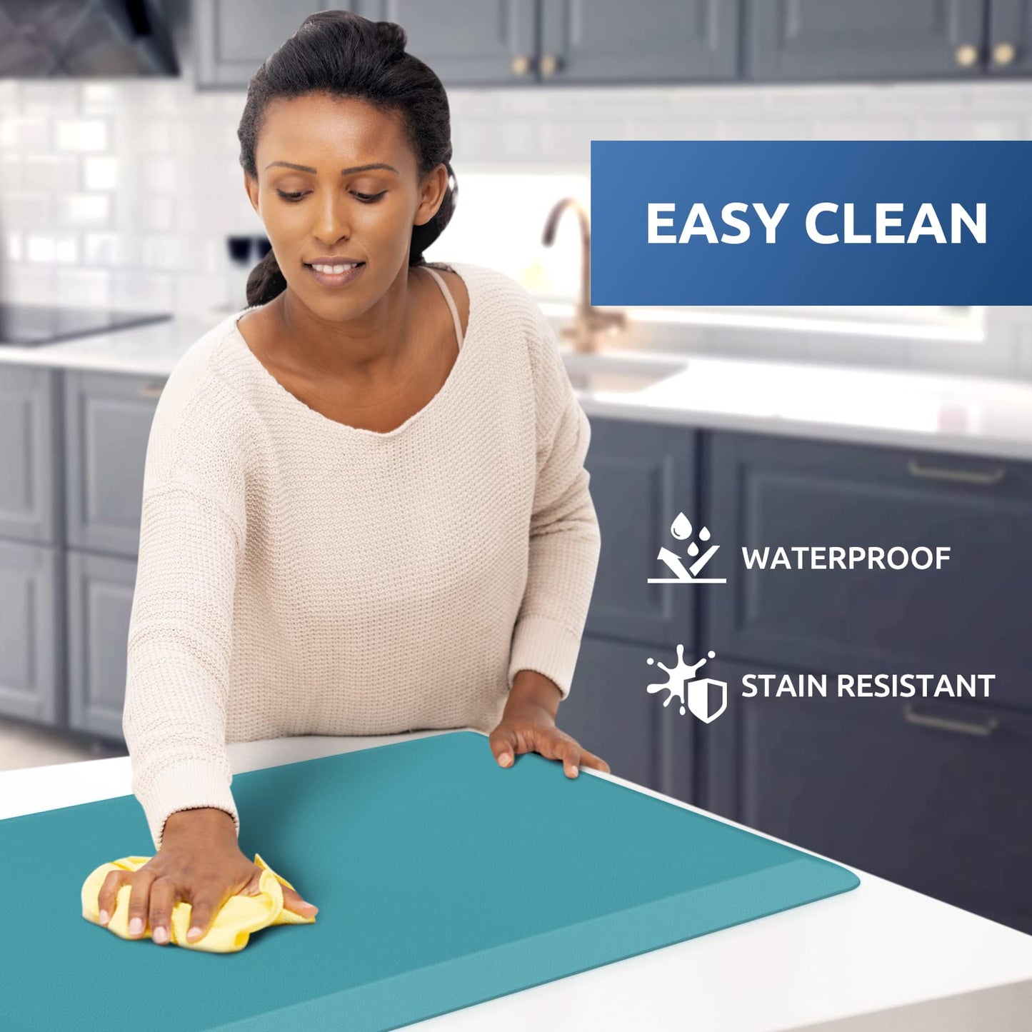 KitchenClouds Kitchen Mat Cushioned Anti Fatigue Kitchen Rug 17.3"x60" Waterproof Non Slip Kitchen Rugs and Mats Standing Desk Mat Comfort Floor Mats for Kitchen House Sink Office (Green)
