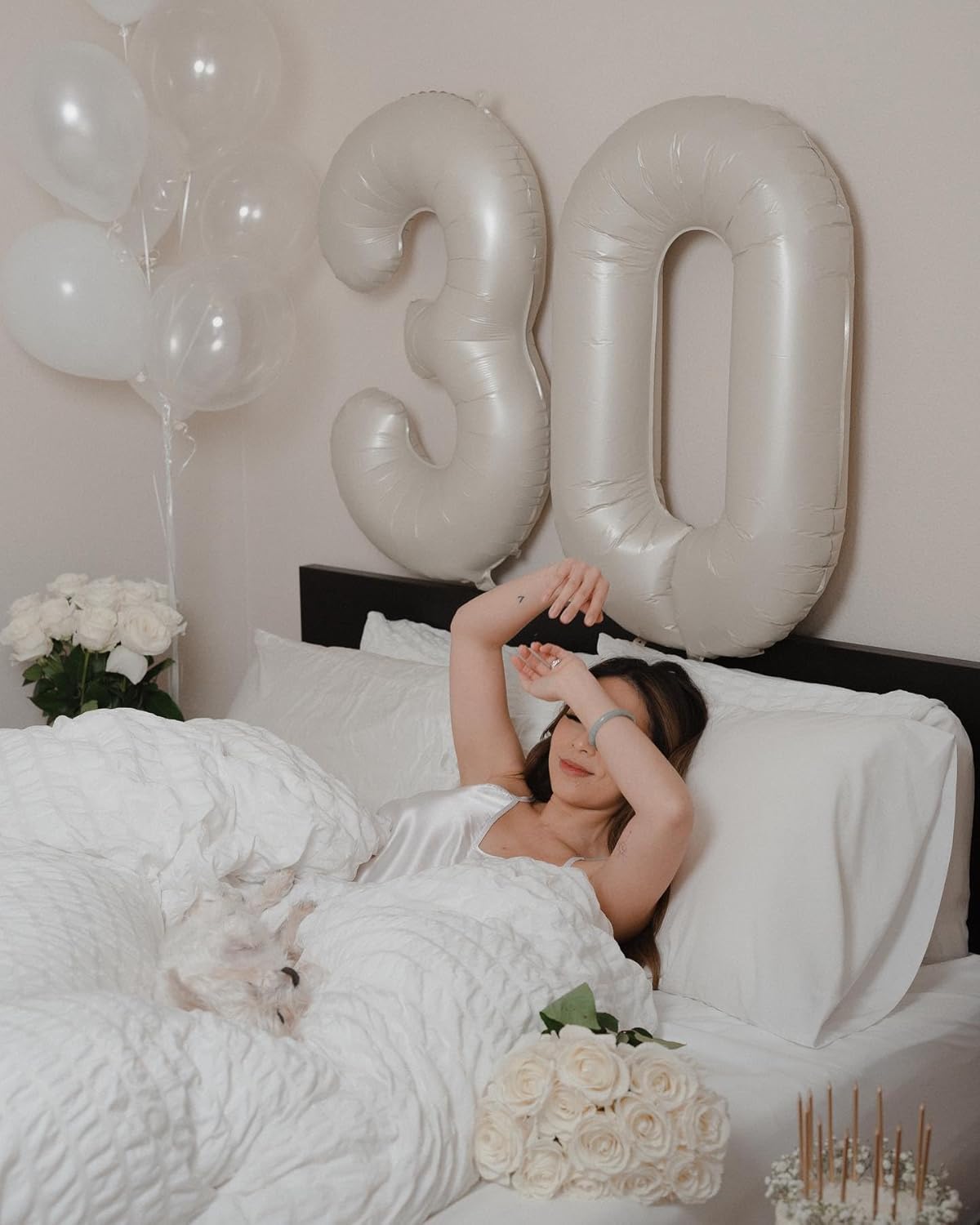 Regine Switzerland Cream Number Balloon - 40 Inch Birthday Decoration for All Ages | Elegant Party Supplies