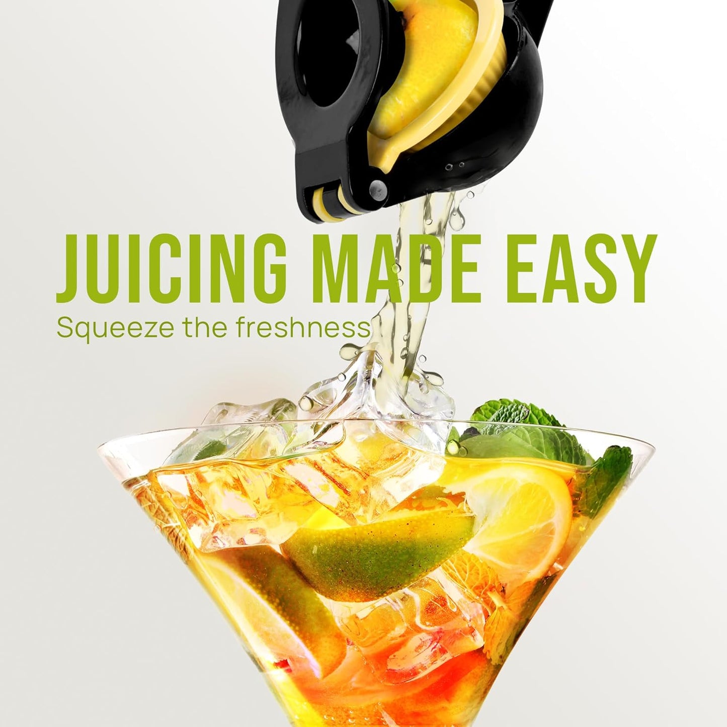 Zulay Kitchen 2-in-1 Lemon Squeezer - Sturdy Hand Juicer for Maximum Juice Extraction | Easy-Clean Black/Yellow