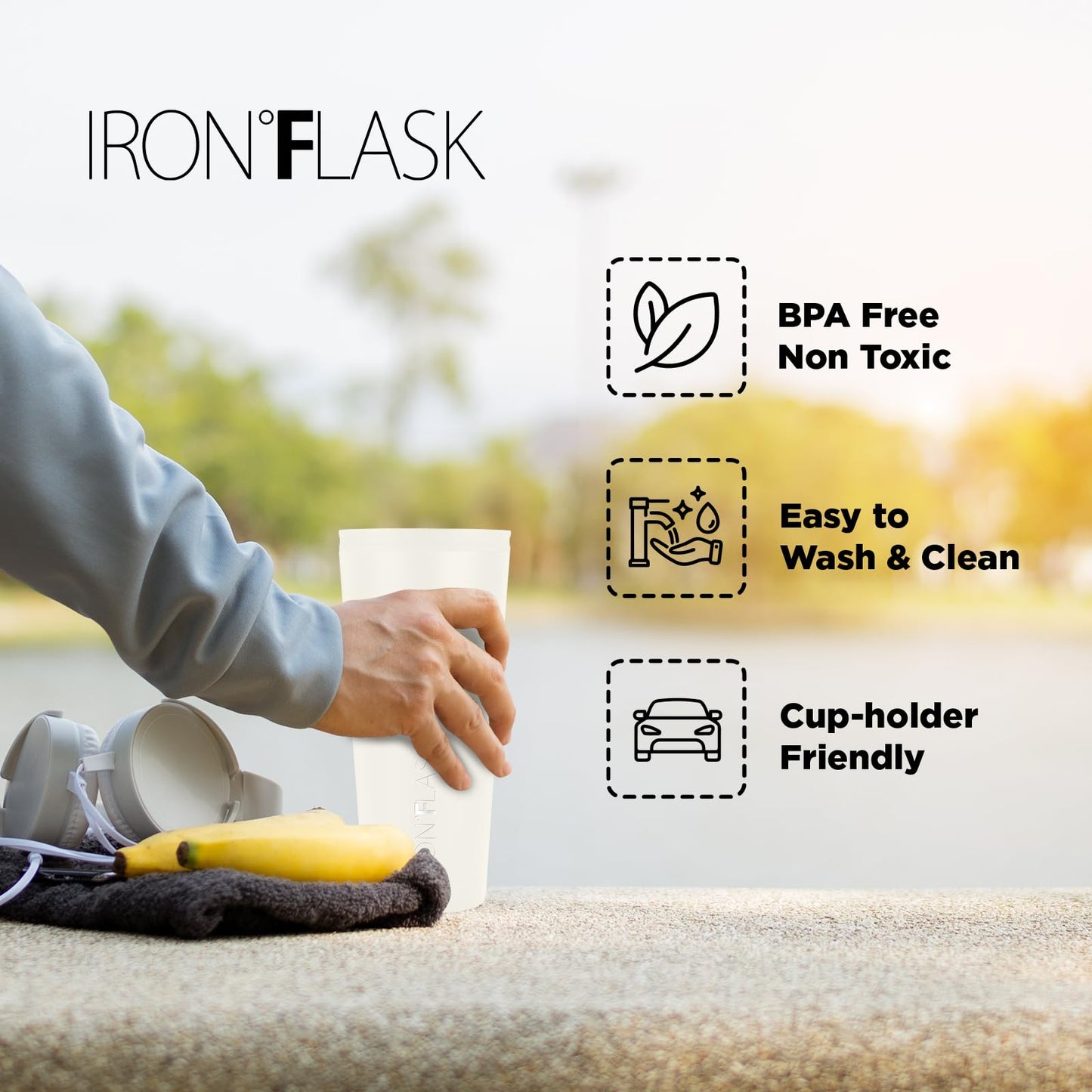 IRON °FLASK Classic Tumbler - Vacuum Insulated Stainless Steel Water Bottle, Double Walled, Drinking Cup, Insulated Travel Mug (Aurora, 32 oz Solid Lid)