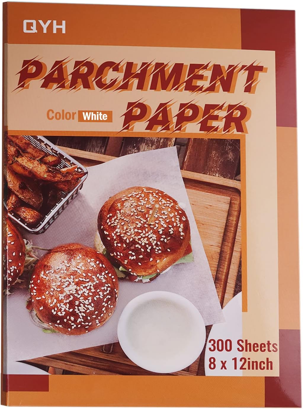 QYH Parchment Paper Baking Sheets - 300 Non-Stick Pre-Cut Sheets | 8x12 Inch for Baking & Grilling