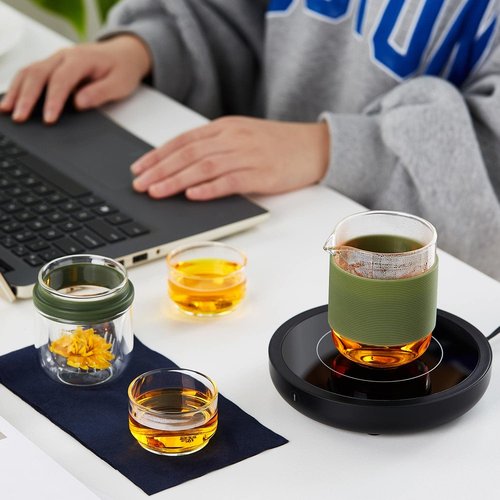 DOPUDO Glass Tea Set, Portable Small Gongfu Teapot with 1 Infuser, 2 Cups and 1 Master Mug, All in One Water Resistant Case for Travel, Business Trip, Hotel