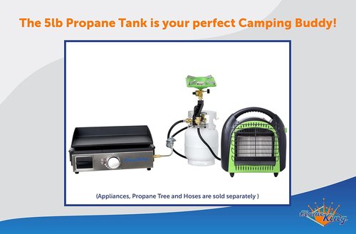 Flame King 5 Pound Propane Tank Cylinder - Ideal for Portable Grills, Fire Pits & Heaters | White
