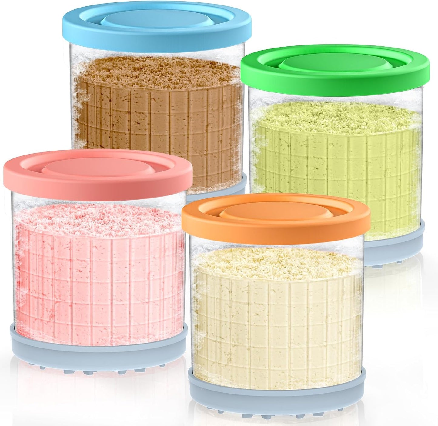 QVN Creami Pints - 4 Pack 16 oz Containers with Tight Sealing & Anti-Slip | Compatible with NC299AMZ & NC300 Series