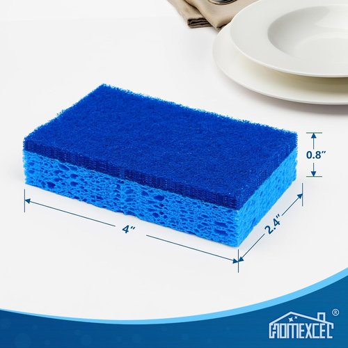 HOMEXCEL Kitchen Sponges - 24 Non-Scratch Dual-Sided Cleaning Sponges for Safe Use on Cookware