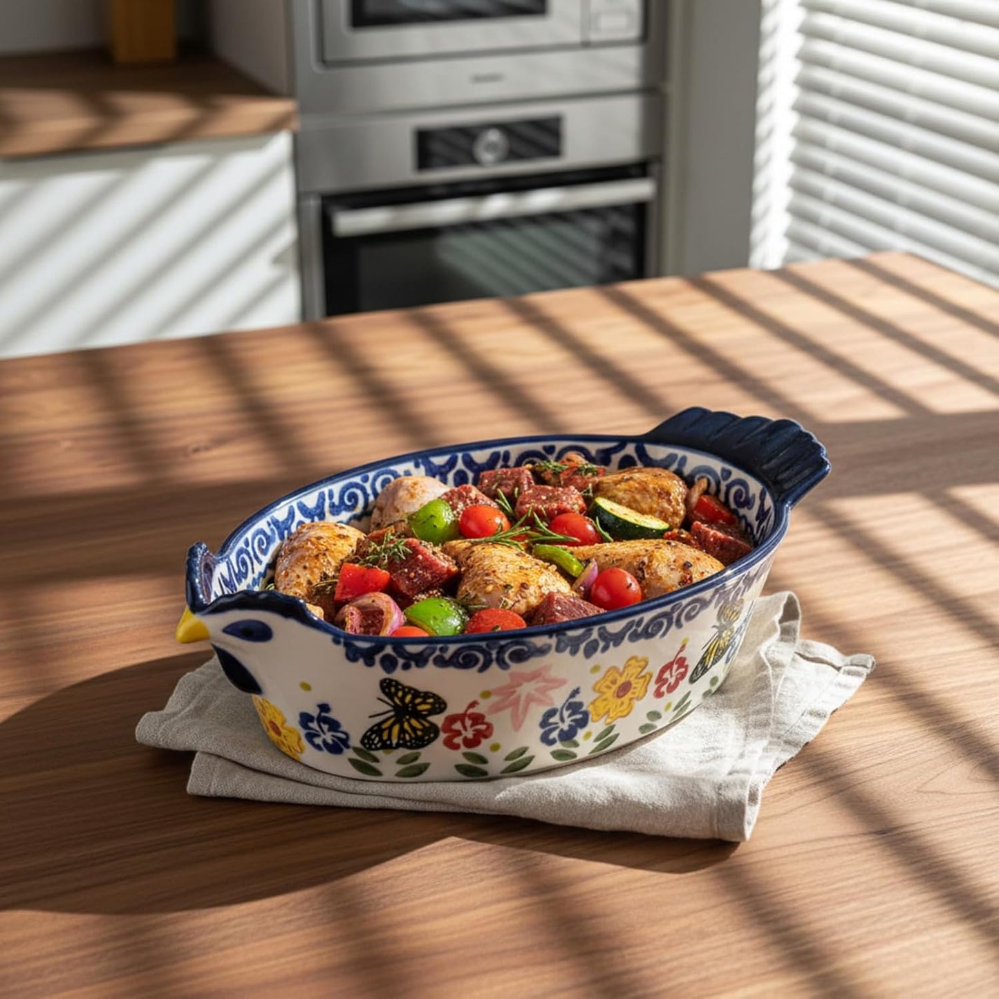 Uiifan 27 oz Ceramic Casserole Dish - Vintage Chicken Shape Bakeware | Oven & Dishwasher Safe