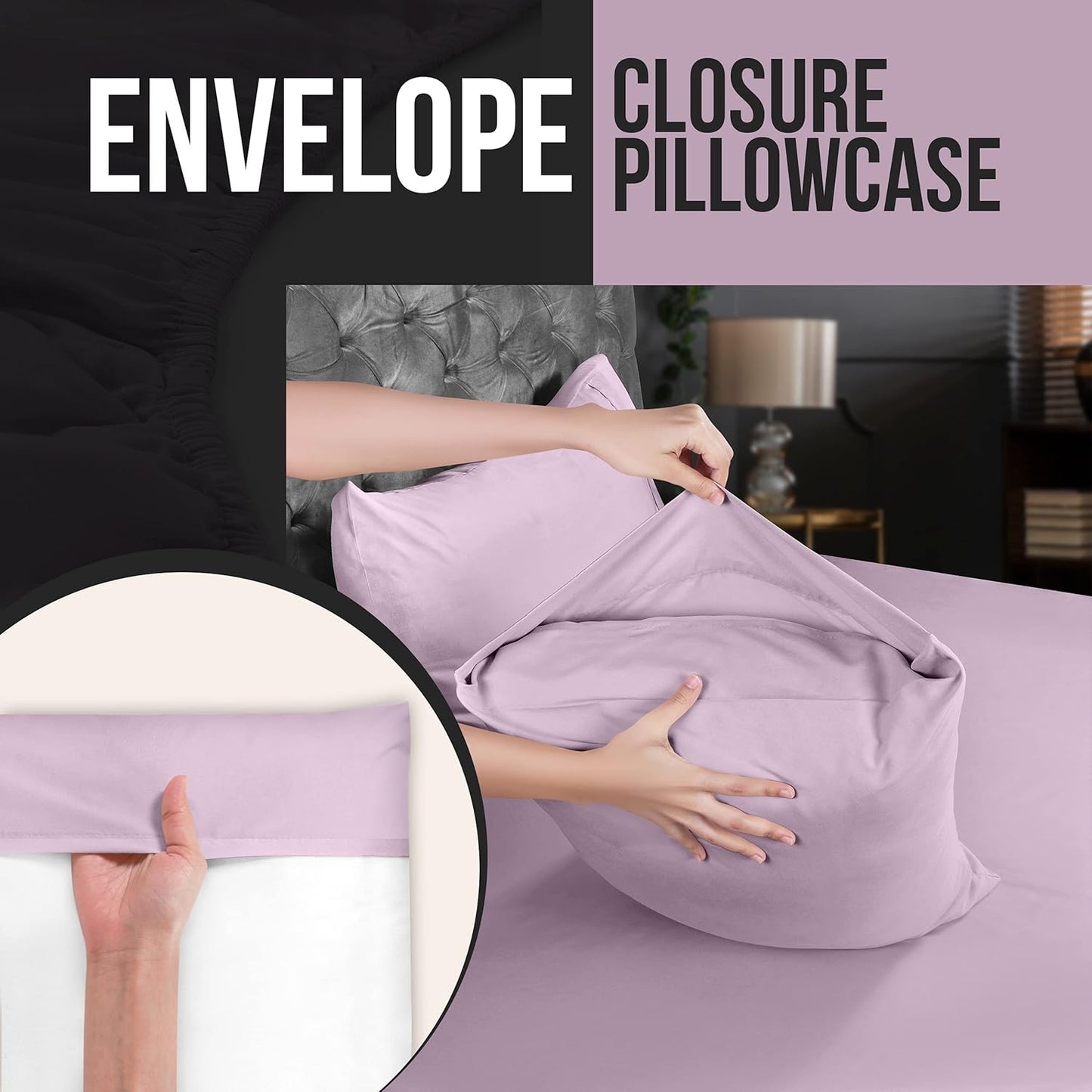 Utopia Bedding King Pillow Cases - Soft Brushed Microfiber - 4 Pack, Fade Resistant | Lavender 20 x 40 Inches