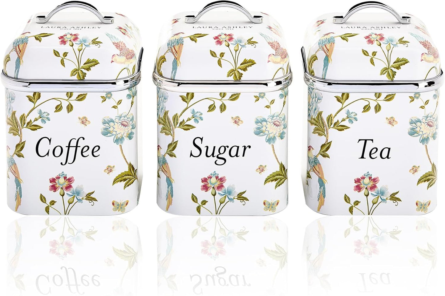 Laura Ashley Canister Set - Elegant 3-Piece VQ Design in Elveden White