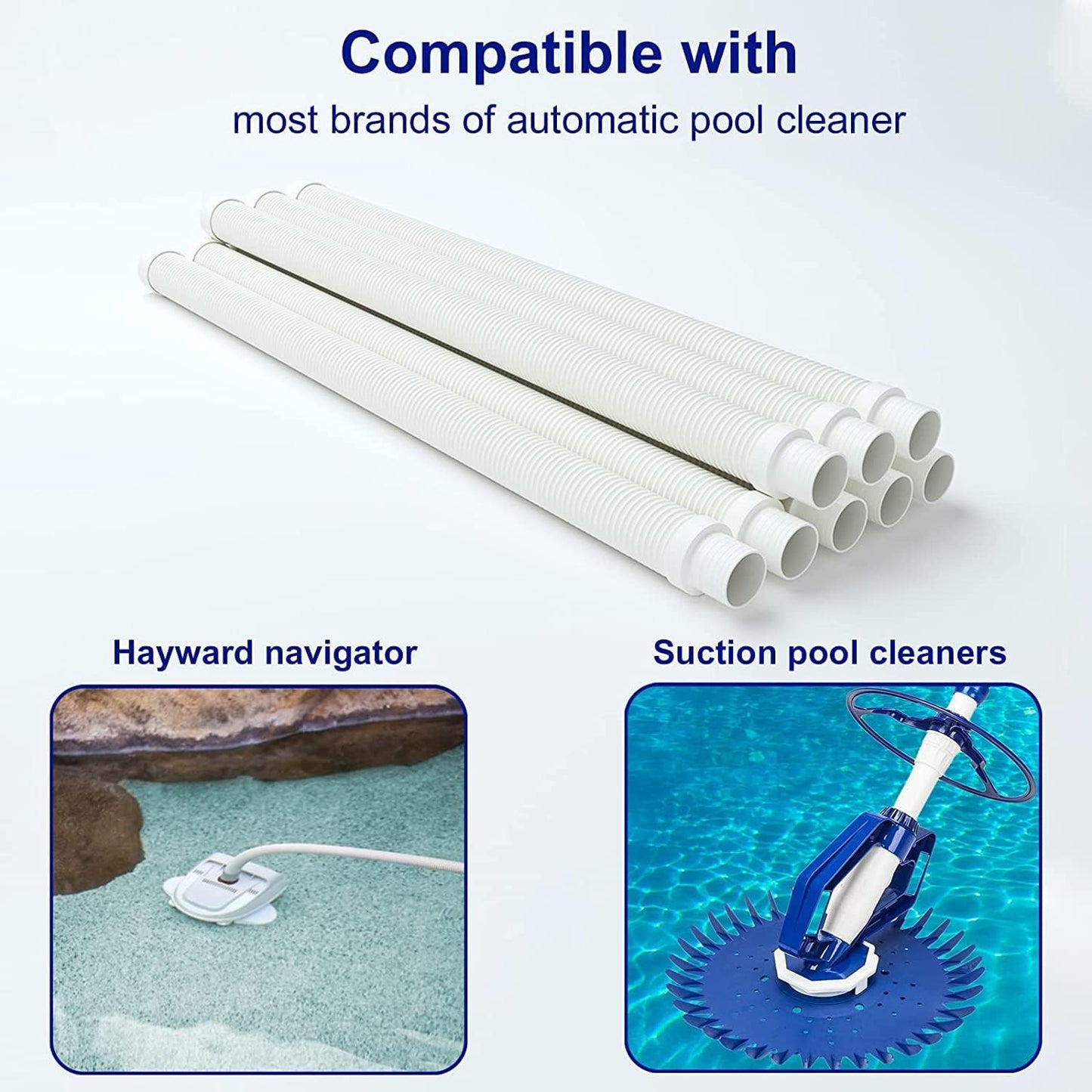 POOLWHALE Replacement Pool Vacuum Hose - 1.5” Diameter, 8 Durable Hoses for Pools & Spas