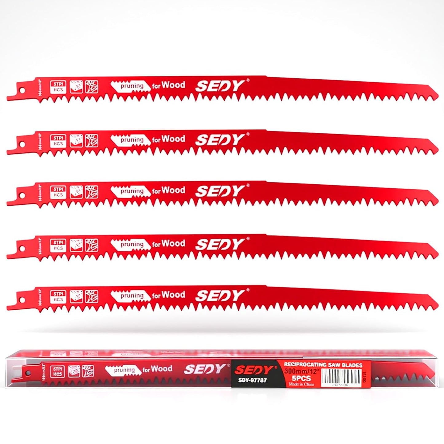Skiennix 12-Inch Wood Pruning Saw Blades - 5TPI for Efficient Tree Trimming | 5-Pack Set