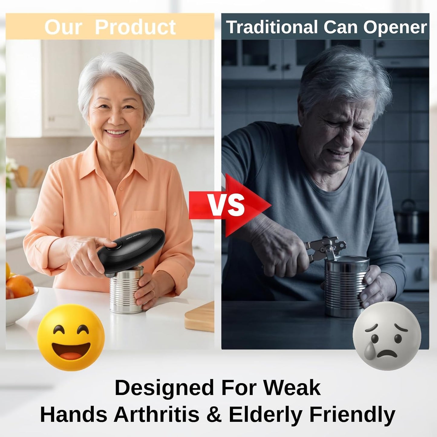 Skiennix Electric Can Opener - One Touch Automatic, Smooth Edge Design | Ideal for Seniors & Arthritis Relief