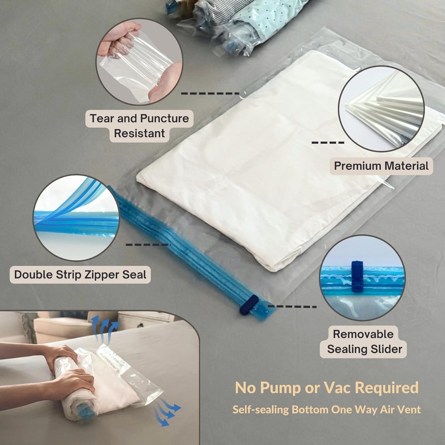 Skiennix Vacuum Storage Bags - 25 Pack Compression Space Saver for Bedding & Clothing | Travel & Closet Organizer