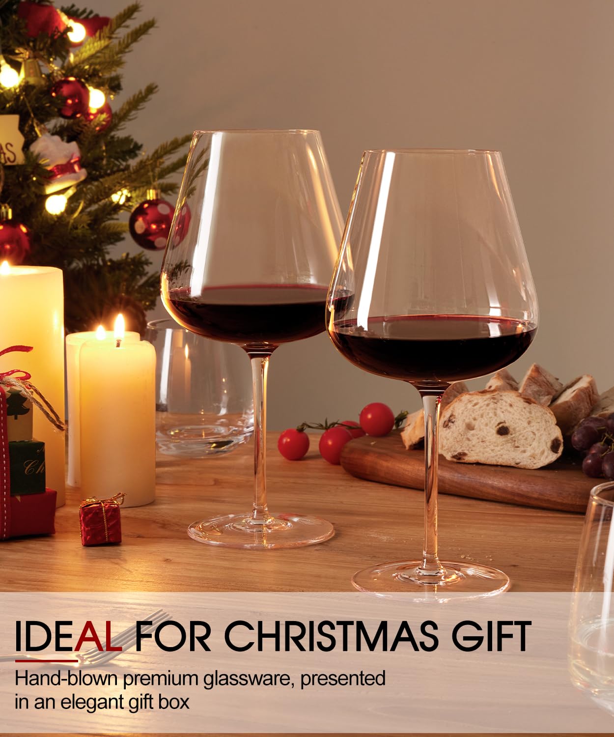Red Wine Glasses Set of 4, 28 oz Large Wine Glasses, Hand Blown Crystal Clearer, Lighter for Tasting, Unique Gifts for Anniversary, Birthday, Wedding, Father's Day