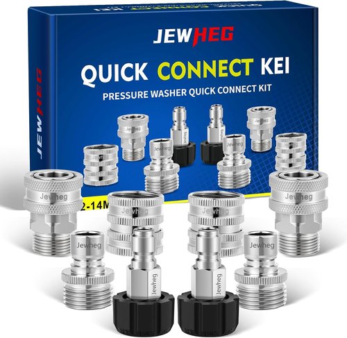 Jewheg Pressure Washer Quick Connect Kit - Upgraded Stainless Steel Adapter Set | M22 Swivel 14mm to 3/8 Inch