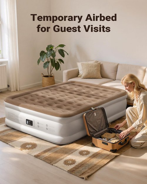 iDOO Air Mattress - Full Size Inflatable Bed with Built-In Pump | Portable & Durable for Camping and Home