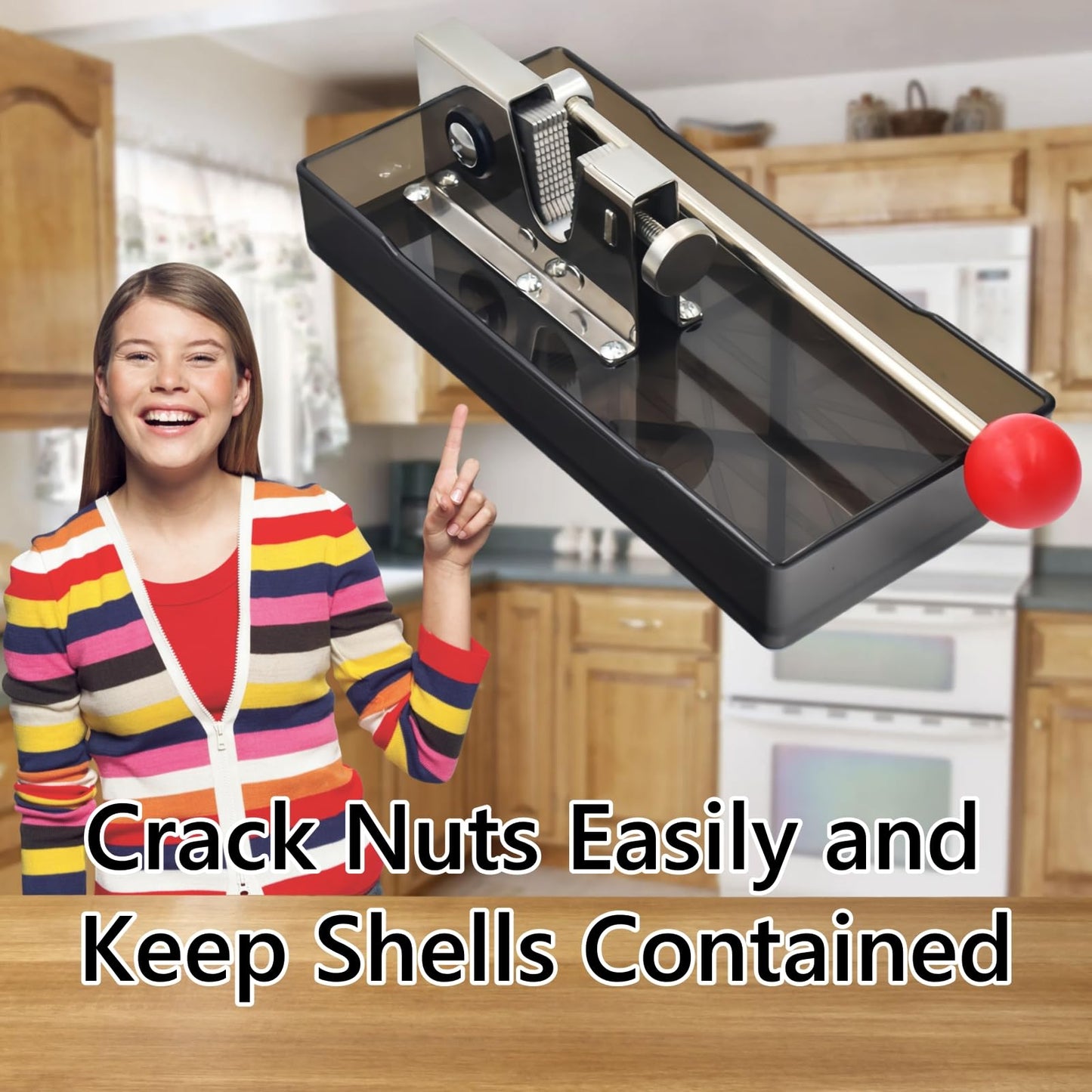 Frezonika Nut Crackers for All Nuts with 3 Picks Included, Stainless Steel Nutcracker for Black Walnuts Pecan Macadamia, Manual Adjustable Jaws Nutcracker Tool (Silver)